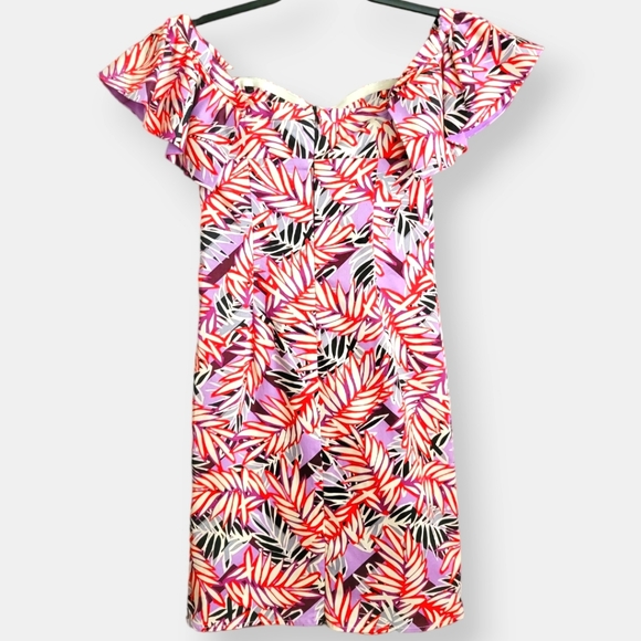 NWOT GUESS Clara Strapless Ruffle Sleeve Mini Dress Red Purple - Picture 8 of 16